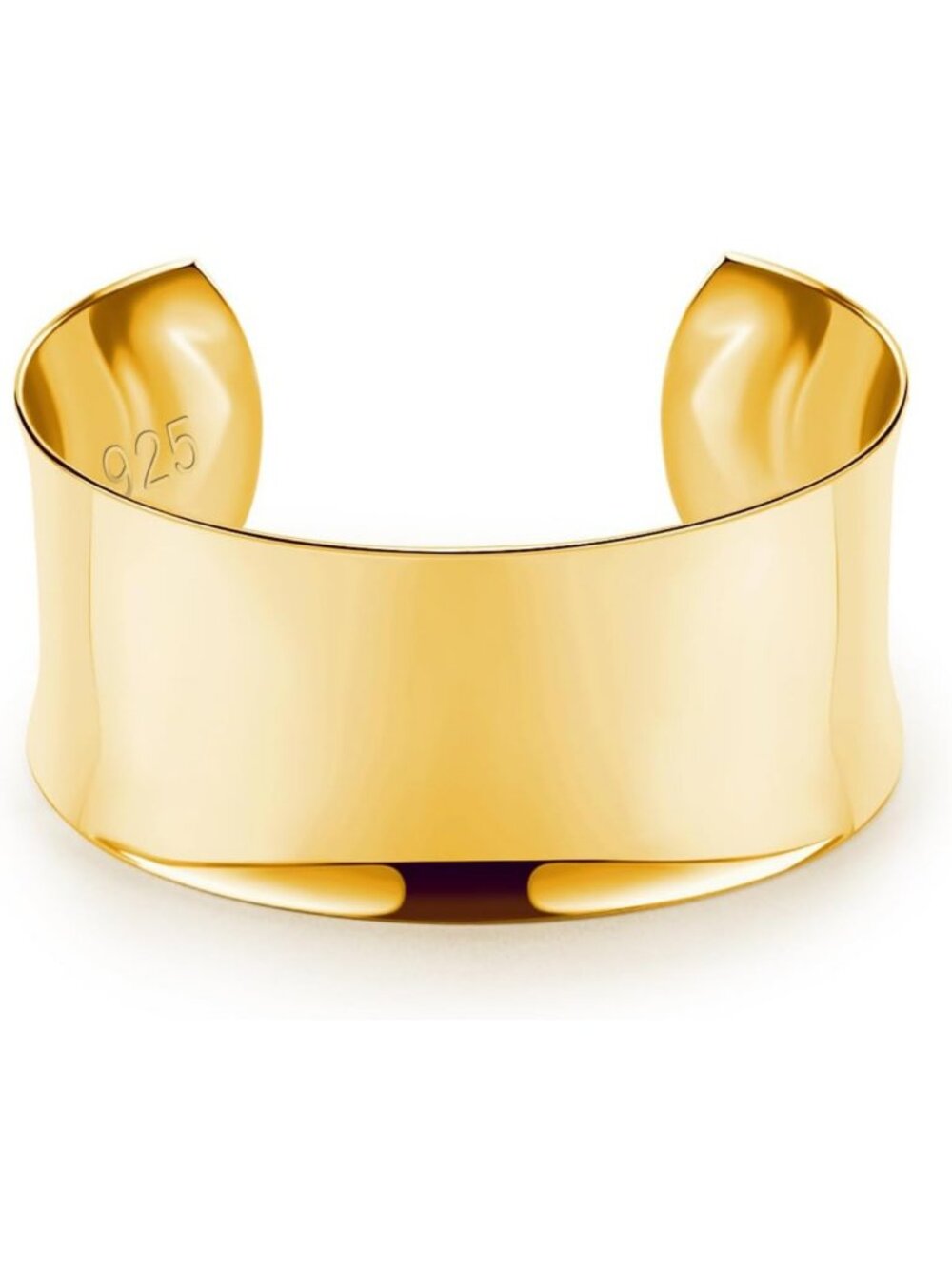 925 Sterling Silver Curved Bangle Cuff Bracelet - Adjustable Gold/Rose Gold